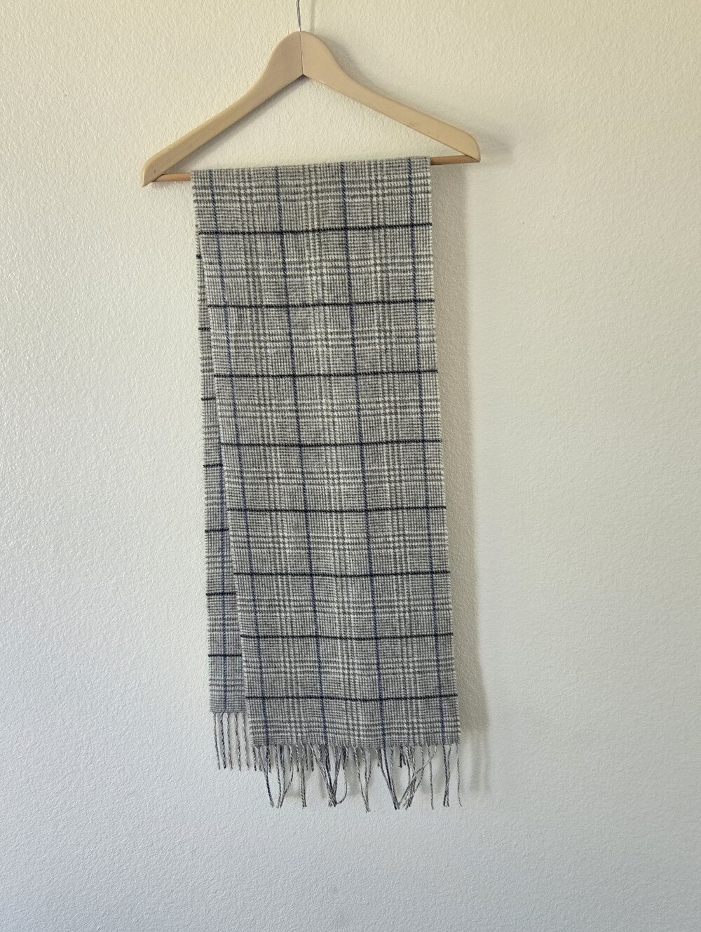 Enzo Mantovani Mens 100% Cashmere Scarf 12x60 in Fringe Light Grey Blue Luxery - Picture 5 of 13